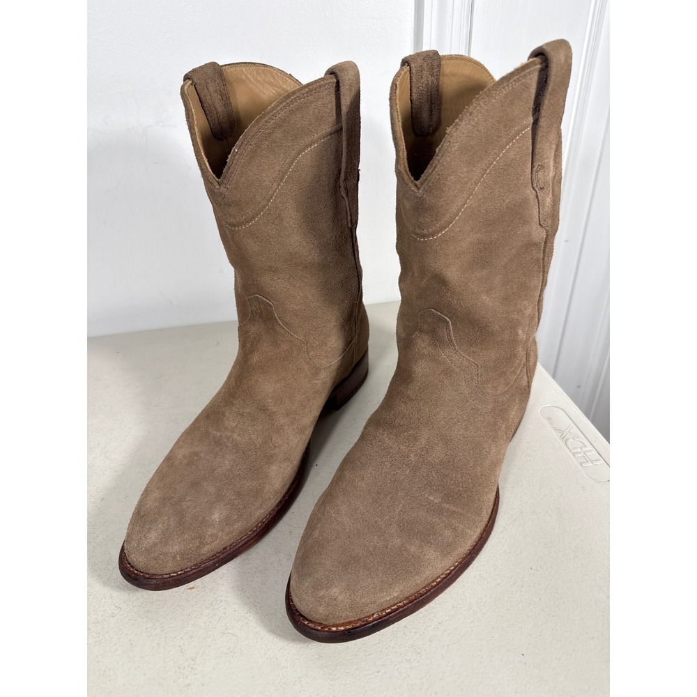 Tecovas Men Tan Roughout Suede Cowboy Boots 11.5 D Handmade Western 33577